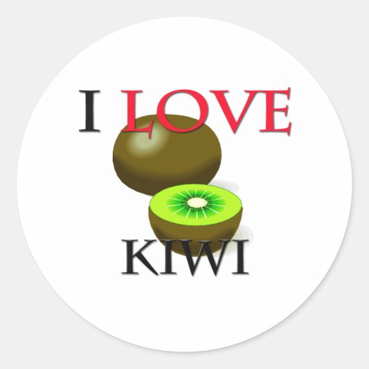 I Liebe Kiwi Runder Aufkleber (Vorderseite)