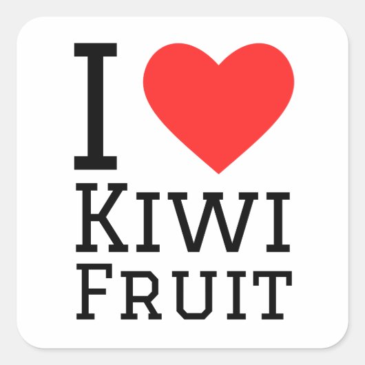 I Liebe Kiwis Quadratischer Aufkleber (Vorderseite)