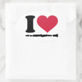 I Liebe Klarinette Ovaler Aufkleber (Tasche)