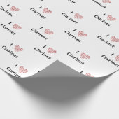 I Liebe Klarinette Rotes Herz Musiknoten Geschenkpapier (Ecke)