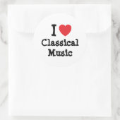 I Liebe Klassisches Musikherz personalisiert Runder Aufkleber (Tasche)