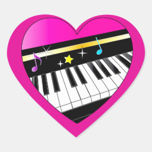 I Liebe-Klavier in einem Herzen Herz-Aufkleber