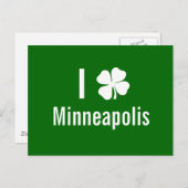 I Liebe (Kleeblatt) Minneapolis St Patricks Day Postkarte (Vorne/Hinten)