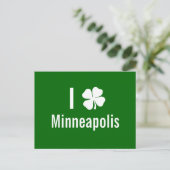 I Liebe (Kleeblatt) Minneapolis St Patricks Day Postkarte (Stehend Vorderseite)