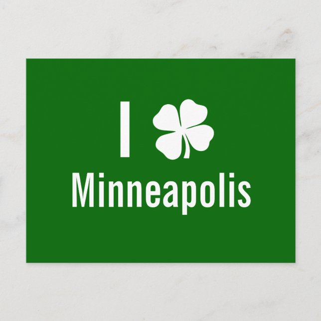I Liebe (Kleeblatt) Minneapolis St Patricks Day Postkarte (Vorderseite)