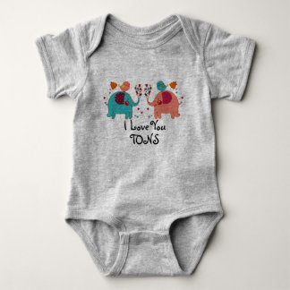 I LIEBE kleiden SIE TONNEN Baby - ELEFANT-LIEBE Strampler