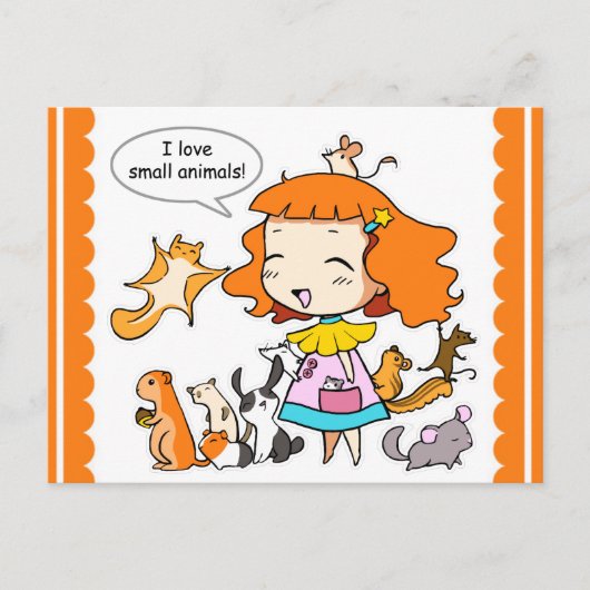 I Liebe Kleintiere Postkarte (Vorderseite)