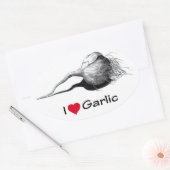 I Liebe Knoblauch: Zeichnend Stift, Realismus Ovaler Aufkleber (Umschlag)