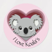 I Liebe Koalas Aufkleber Blatt Niedlich Koala Bäre (Design 1)