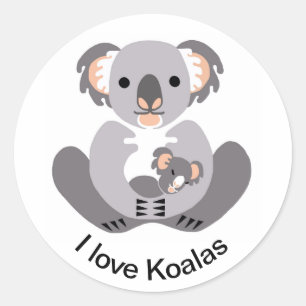 I Liebe KOALAS - Marsupial - Aussie Wildlife - Nat Runder Aufkleber