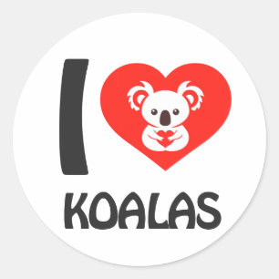 I Liebe Koalas Runder Aufkleber