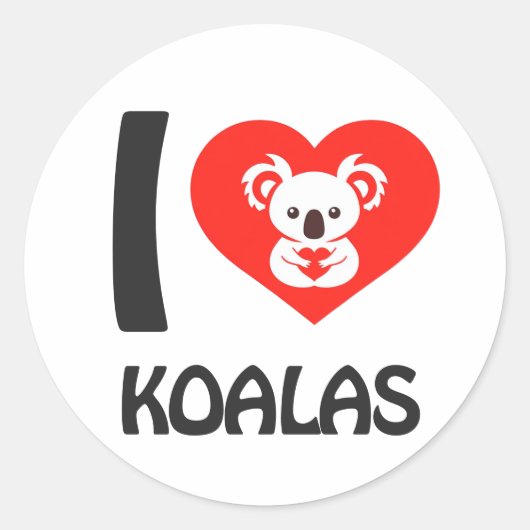 I Liebe Koalas Runder Aufkleber (Vorderseite)