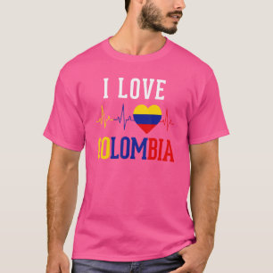 I Liebe Kolumbien Fahne Camiseta Heartbeat Pride M T-Shirt