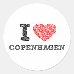 I Liebe Kopenhagen Runder Aufkleber