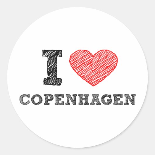 I Liebe Kopenhagen Runder Aufkleber (Vorderseite)