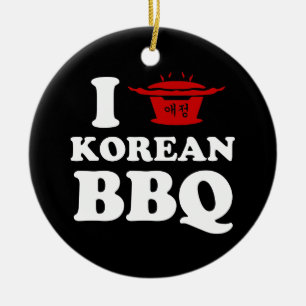 I Liebe koreanische GRILLEN (고 기 이) Ping Pong Ball Keramik Ornament