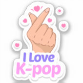 I Liebe Kpop Finger heart Aufkleber (Vorderseite)