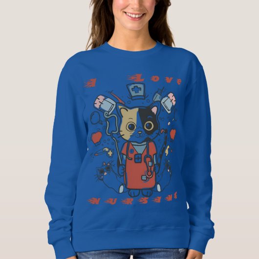 I Liebe Krankenpflege - Katzenpflege Sweatshirt (Vorderseite)