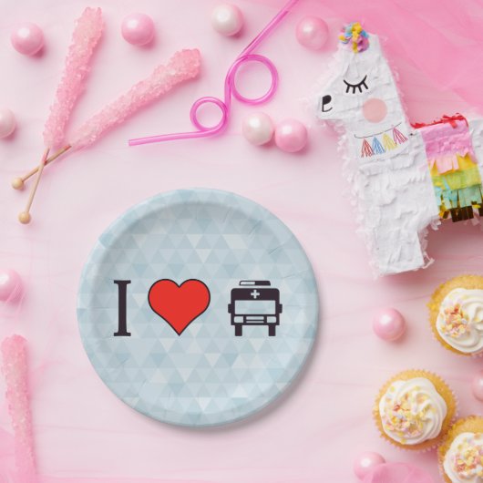I Liebe-Krankenwagen Pappteller (Party)