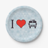 I Liebe-Krankenwagen Pappteller (Vorderseite)