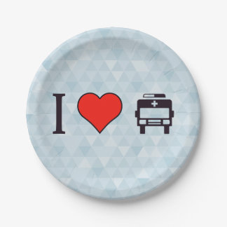 I Liebe-Krankenwagen Pappteller