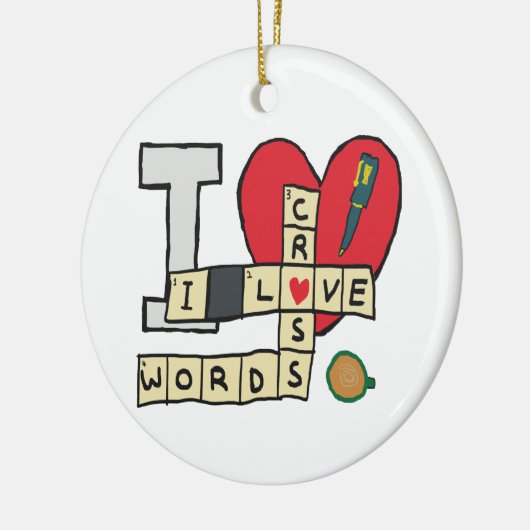 I Liebe Kreuzworträtsel Keramik Ornament (Links)