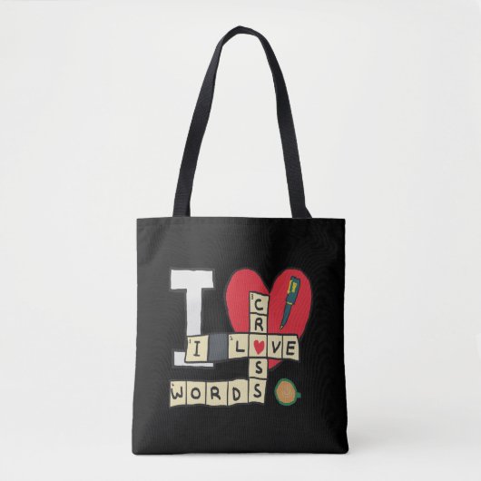 I Liebe Kreuzworträtsel Tasche (Vorderseite)