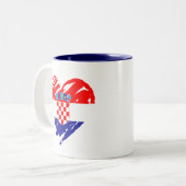 I Liebe Kroatien - Herz der kroatischen Flagge Zweifarbige Tasse (Vorderseite Links)