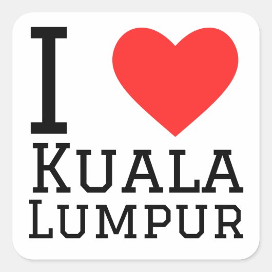 I Liebe Kuala Lumpur Quadratischer Aufkleber (Vorderseite)
