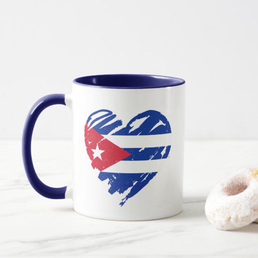 I Liebe Kuba - kubanische Flagge Herz Tasse (Mit Donut)