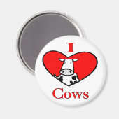 I Liebe Kühe rot Magnet (Vorderseite/Rückseite)