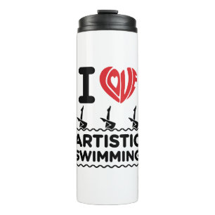 I Liebe Künstlerisches Schwimmbad Synchro Schwimme Thermosbecher