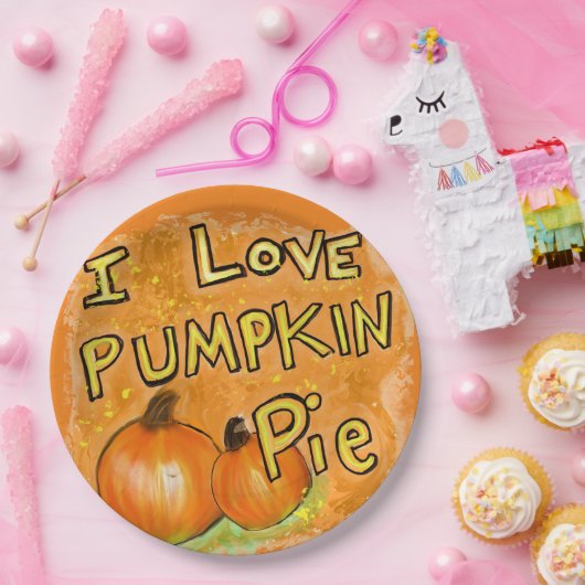 " I Liebe Kürbiskuchen Grafik Klassisch Pappteller (Party)
