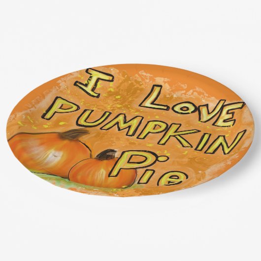 " I Liebe Kürbiskuchen Grafik Klassisch Pappteller (Schrägansicht)