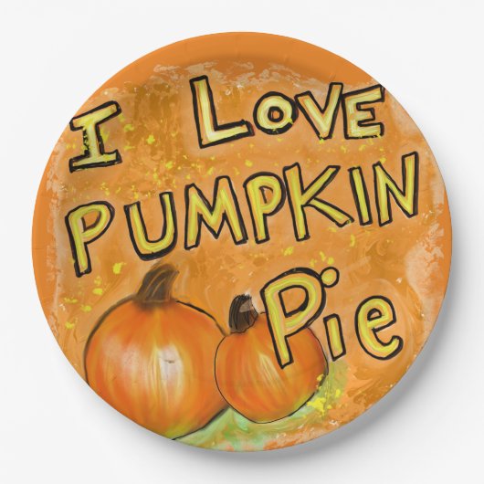 " I Liebe Kürbiskuchen Grafik Klassisch Pappteller (Vorderseite)
