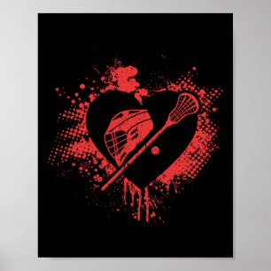 I Liebe Lacrosse Funny Lacrosse Player Valentine Poster