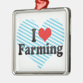 I Liebe-Landwirtschaft Silbernes Ornament (Links)