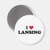 I Liebe Lansing Michigan Magnet (Vorderseite/Rückseite)