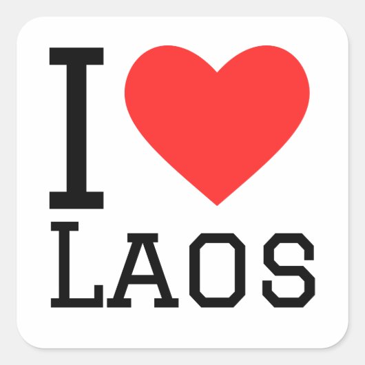 I Liebe Laos Quadratischer Aufkleber (Vorderseite)