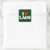 I LIEBE LAOS QUADRATISCHER AUFKLEBER (Tasche)