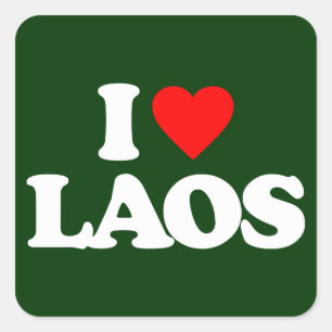 I LIEBE LAOS QUADRATISCHER AUFKLEBER