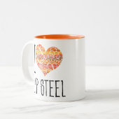 I Liebe Lap Steel Orange Mandala Herz Zweifarbige Tasse (Vorderseite Links)