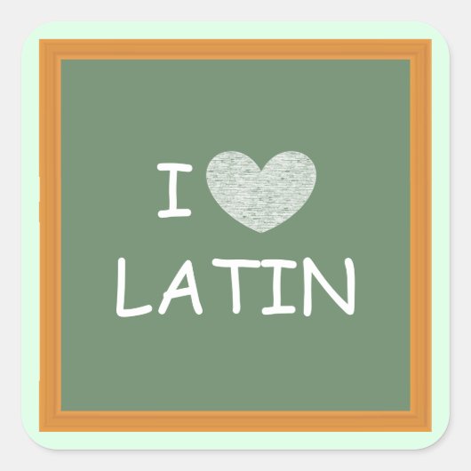 I Liebe Latein Quadratischer Aufkleber (Vorderseite)