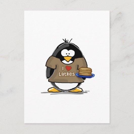 I Liebe Latkes Penguin Postkarte (Vorderseite)