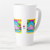 I Liebe Latte - psychedelischer Berg, Bach & Bäume Milchtasse (Rechte Ecke)