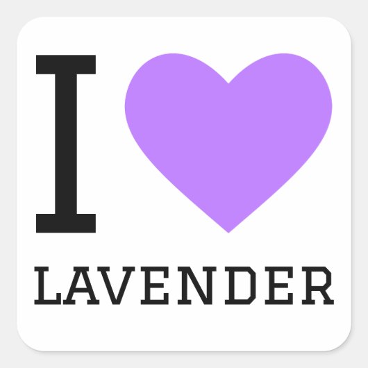 I Liebe Lavendel Quadratischer Aufkleber (Vorderseite)