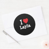 I Liebe Layla T - Shirt Runder Aufkleber (Umschlag)