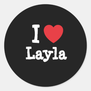 I Liebe Layla T - Shirt Runder Aufkleber