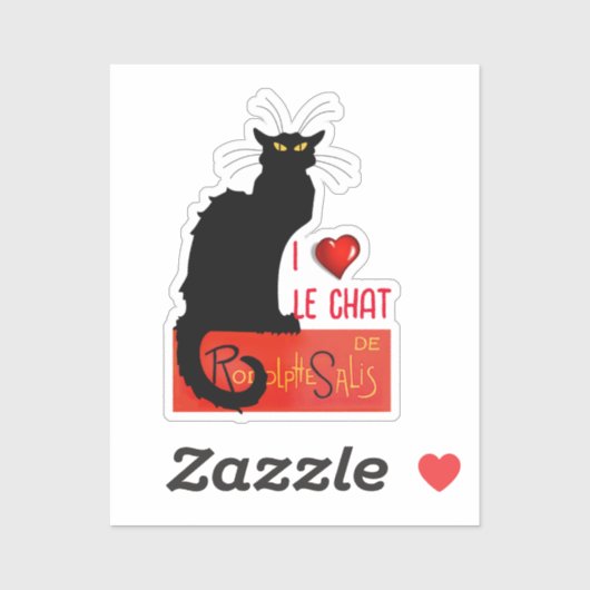 I Liebe Le Chat Noir Aufkleber (Blatt)