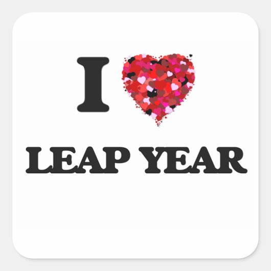 I Liebe Leap Year Quadratischer Aufkleber (Vorderseite)